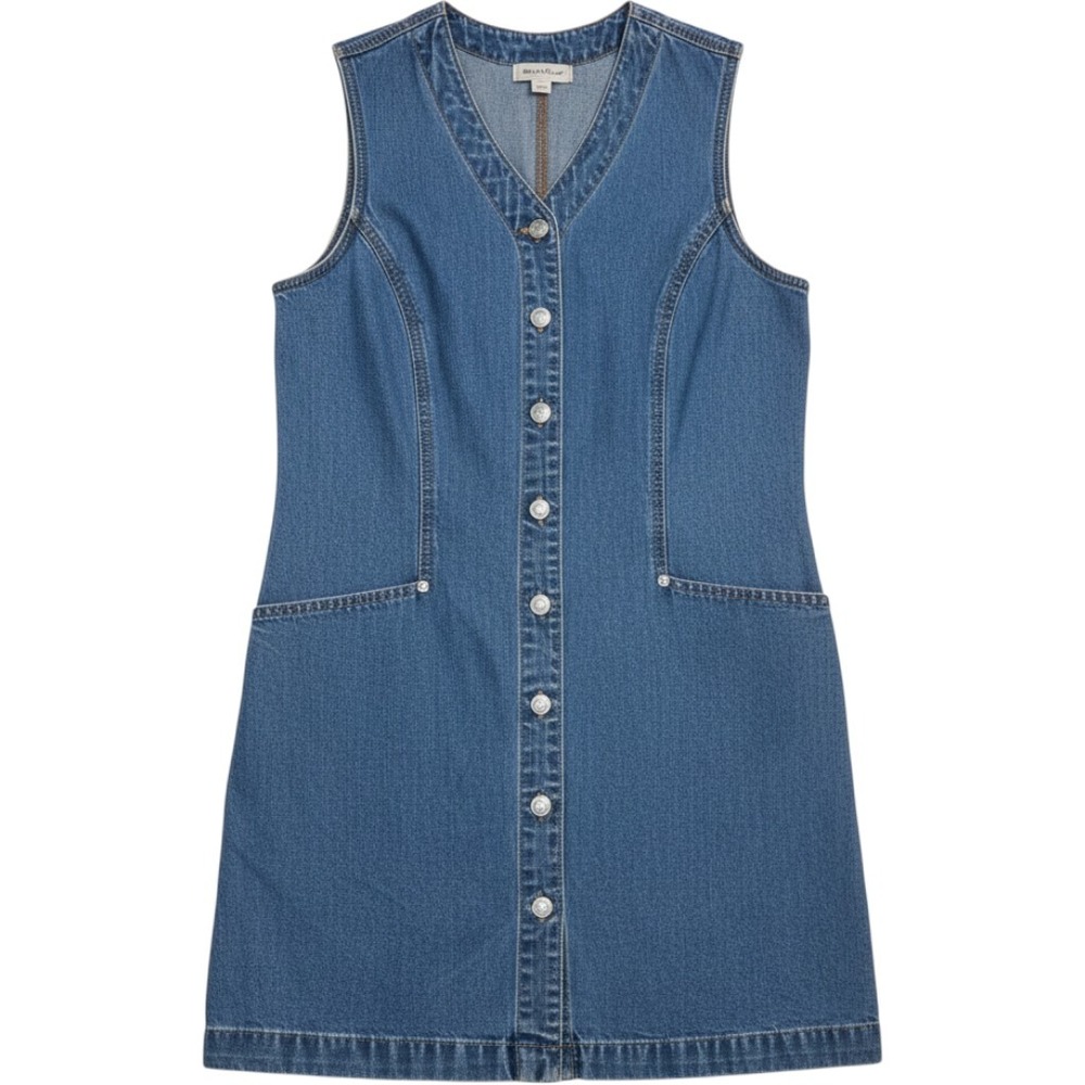 Vintage Gap Denim Mini Dress Womens 6 Blue Button Front Sleeveless V-Neck Cotton
